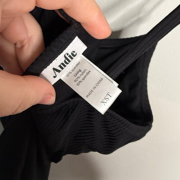 Andie Women's‎ Black Amalfi Ribbed Classic One Piece Suit - Size XST Extra Small - Picture 4 of 5